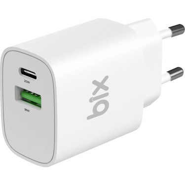Bix BX2P38 Çift Portlu 20W PD Typ-C + USB-A 18W QC Girişli Fiyatı