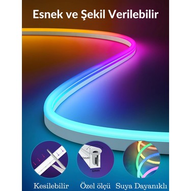 Neeko Neon Rgb LED - Sese Müziğe Duyarlı Kumandalı -Çok Fiyatı