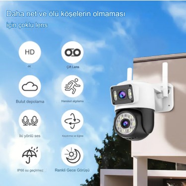 Qasul 4K 8mp Çift Kameralı Kablosuz Uzaktan Izleme Speddome Fiyatı