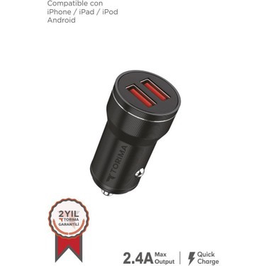 Torima C01 Siyah 2 USB Port Girişli Transmitter Araç Şarj Fiyatı