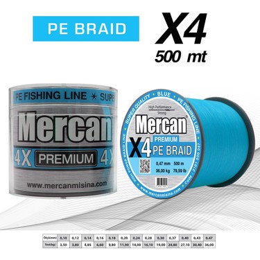 Mercan Premium Pe 4x Örgü 500 M Mavi Ip Misina Fiyatı