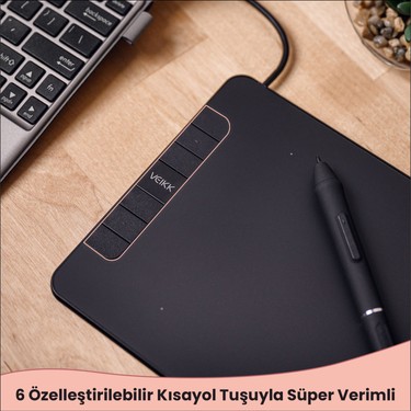 Veikk VK640 6 x 4 6 Kısayol Tuşlu Grafik Tablet + Kalem Fiyatı