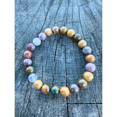 Gökçeada Doğaltaş 8 mm Ocean Jasper Taşı Bileklik Aaa Kalite Fiyatı