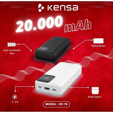 Kensa Powerbank Kendinden Kablolu 22.5 W Ultra Hızlı ve Fiyatı