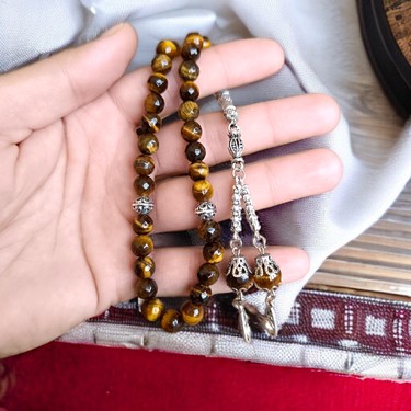 Mga Doğaltaş Kaplan Gözü Taşı Tesbih 33'lük Tesbih 8 mm Fiyatı