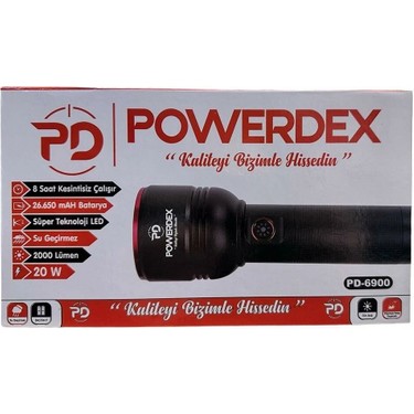 Powerdex PD-6900 Zoomlu Şarjlı El Feneri 20W 2000 Lümen Fiyatı