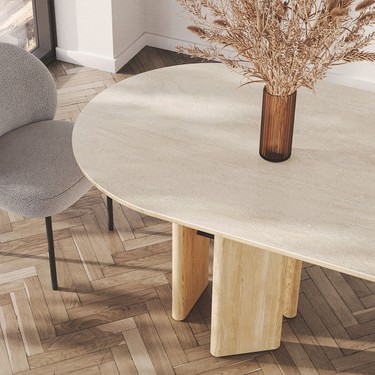 Enza Home Austin Elips Masa, Seramik Üst Yüzey - Açık Meşe Fiyatı