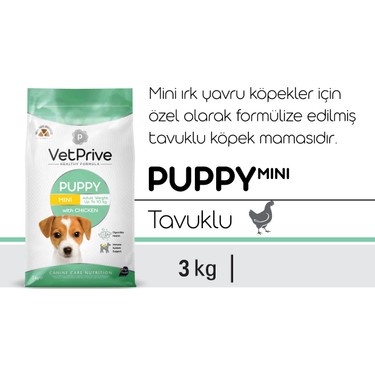Vet Prive Mini ve Küçük Irk Yavru Köpek Maması Tavuklu 3 kg Fiyatı