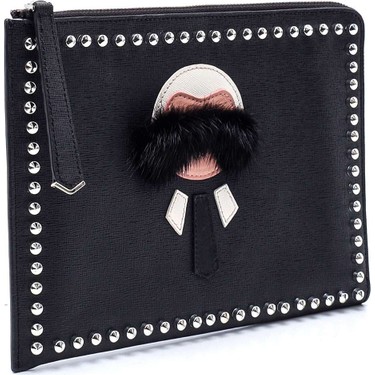 Fendi Black Leather Karlito Clutch Bag Fiyat Taksit Secenekleri