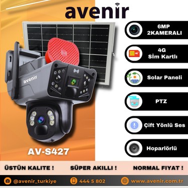 Avenir AV-S427 Modeli 4g 6mp Dual Lens Güneş Panelli Solar Fiyatı