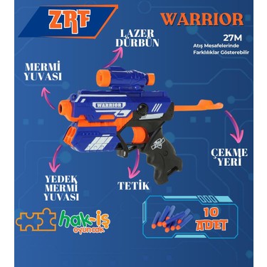 Hak-İş Oyuncak Zrf Lazerli Soft Mermi Atan 10 Mermili Fiyatı