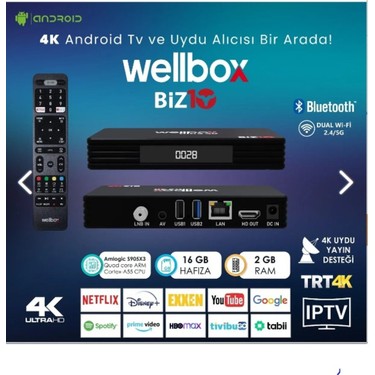 Wellbox BİZ10 Android TV Box ve Uydu Alıcısı – 4K Ultra HD, Fiyatı