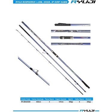 Ryuji Bosphorus 420CM 250GR 3 Parça Surf Olta Kamışı Fiyatı