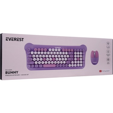 Everest KM-6244 BUNNY Renkli Tuşlu Mor 2.4 ghz + BT Kablosuz Fiyatı