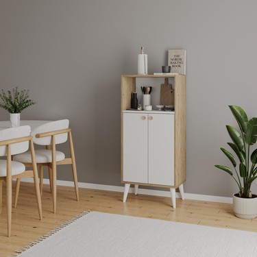 Just Home 2 Kapaklı Raflı Çok Amaçlı Dolap - Safir Meşe / Fiyatı