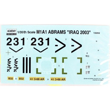 Academy 13202 1/35 Ölçek, M1A1 Abrams Iraq 2003 Tank, Fiyatı