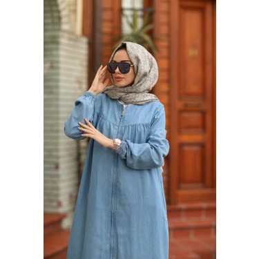 Neways 6470-DENIM Fermuarlı Ferace Mavi Fiyatı