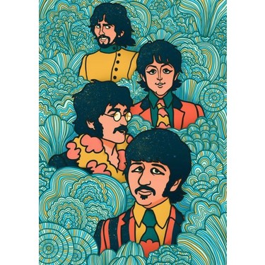 THE BEATLES ポスター 1965 年ビートルズのカルト映画ポスター復刻版、約 18 x 12 インチ