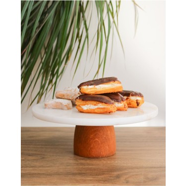 Gemboss Doğal Mermer 25 cm Pasta Kek Standı , Ahşap Ayaklı Fiyatı