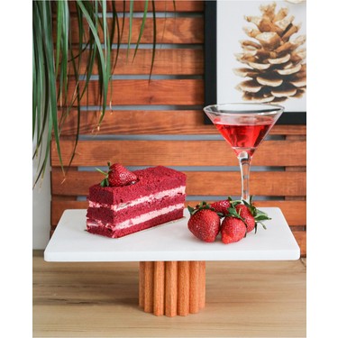Gemboss Doğal Mermer Pasta Kek Standı , Ahşap Ayaklı Kek Fiyatı