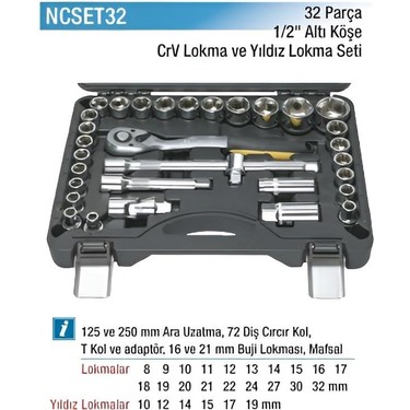 Nt Tools 32 Parça 1/2 Altıköşe ve Yıldız Lokma Seti NCSET32 Fiyatı