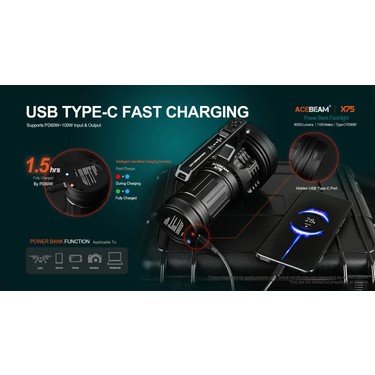 Acebeam X75 80000 Lümen El Feneri Fiyatı - Taksit Seçenekleri