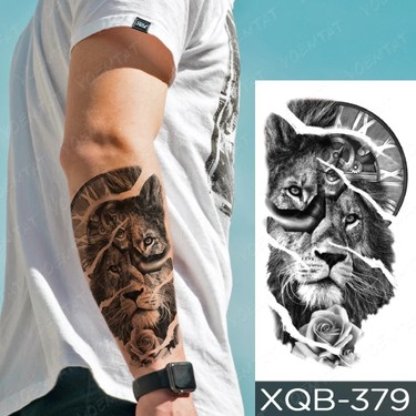 Tattoo Gerçekci 3D Aslan Zaman ve Gül ... Tattoo Gerçekci 3D Aslan Zaman ve Gül ...
