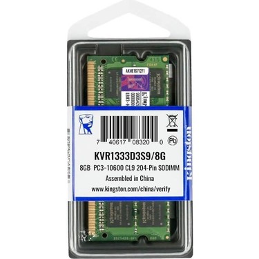 Kingston 8 GB DDR3 1333 MHz Notebook Ram Bellek Fiyatı