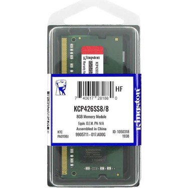Kingston 8gb Ddr4 2666 Mhz Notebook Ram Bellek - KCP426SS8/8 Fiyatı