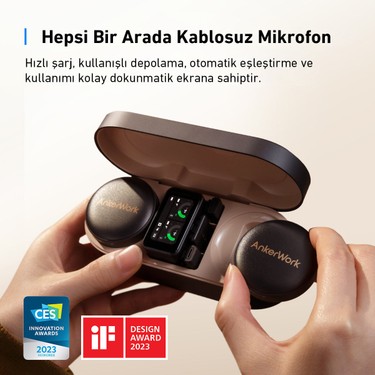 AnkerWork M650 Wireless Mikrofon - 15 Saat Pil Ömrü - Siyah Fiyatı