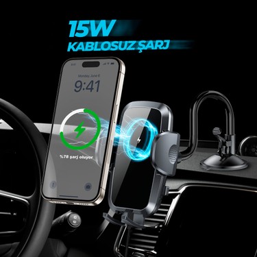 Woyax Kablosuz Şarjlı Vantuzlu Araç Içi Telefon Tutucu 15W Fiyatı