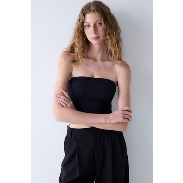 Siyah CUPsecret Kendinden Pedli Straplez Crop Top Fiyatı
