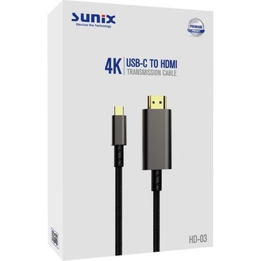 Sunix 4K Usb-C HDMI 185 cm Görüntü Aktarım Kablosu Hd-03 Fiyatı