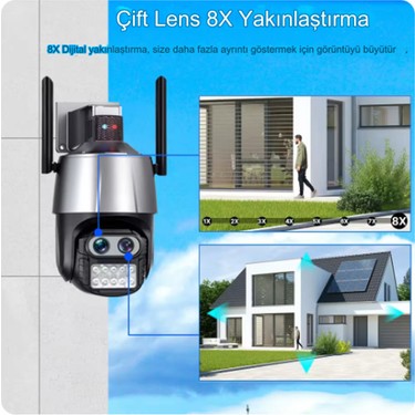 Qasul 8mp Hd Ip Kamera 2 Lens Güvenlik Koruması Wifi Gözetim Fiyatı
