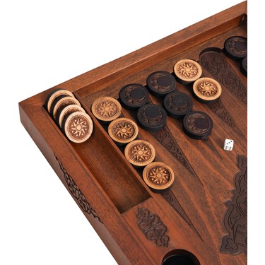 Ay ve Güneş Desenli Ahşap Tavla Pulu Takımı No:2 ve İkili Fiyatı