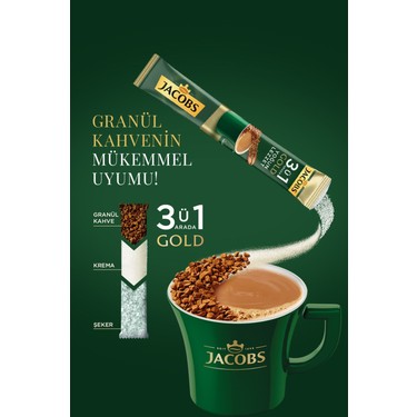 Jacobs 3'ü 1 Arada Gold Yoğun Lezzet Karışım Kahve 10'lu Fiyatı