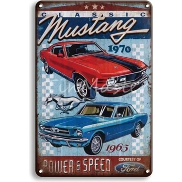 Vintage Koleksiyon Ford Mustang Metal Plaka Levha 20X30CM Fiyatı