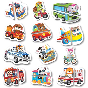Eğlenceli ve Eğitici Taşıtlar Magnet Puzzle - 12-36 Ay Arası Kitabı
