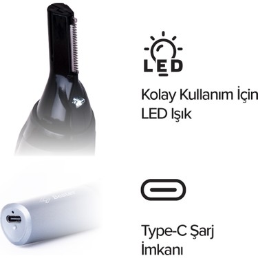 Bester NE8003 Işıklı Şarj Edilebilir Kulak Burun Tüy Kesme Fiyatı