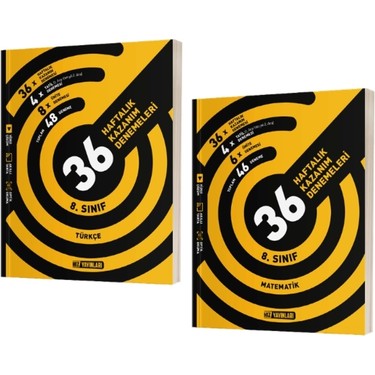 Hız Yayınları 8. Sınıf Türkçe - Matematik 36 Haftalık Deneme Kitabı