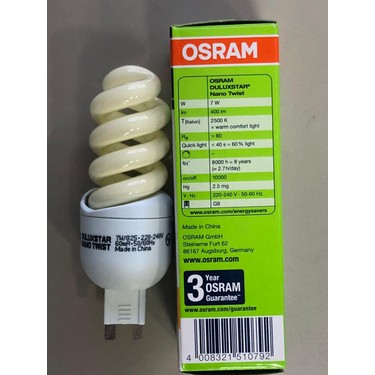 Osram 5 Adet Osram Dulux Superstar Nano Twist G9 7W=38W Fiyatı