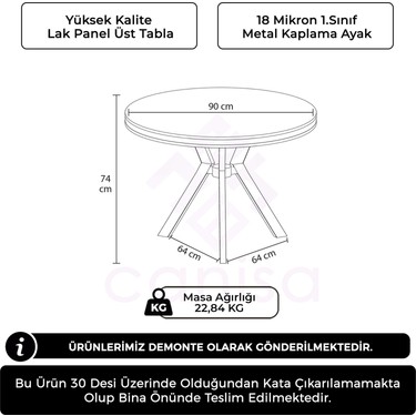 Canisa Mos Serisi 90X90 Lak Panel Beyaz Mermer Desen Krom Fiyatı