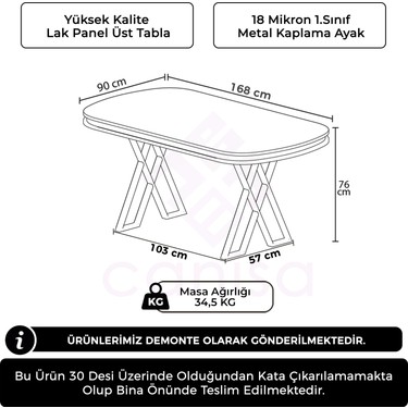 Canisa Zae Serisi 90x168 Lak Panel Masa Fiyatı - Taksit Seçenekleri