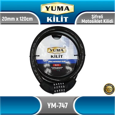 Yuma Şifreli Motosiklet Kilidi | 20 mm x 120 cm | YM-747 Fiyatı