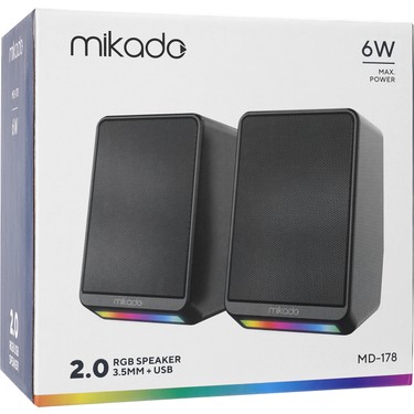 Mikado MD-178 2.0 3W*2 Siyah Rgb Aydınlatmalı USB + 3.5mm Fiyatı