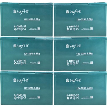 Safir Jel Akü 12 V - 32 Ah 9.8kg - 6'lı Set Fiyatı