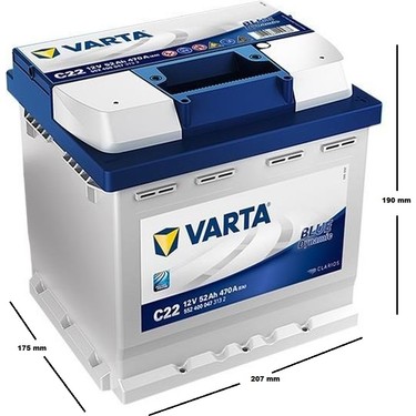 Varta Blue Dynamic C22 12 V 52 Ah 470 A(En) Akü Yüksek Fiyatı