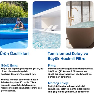 haru-cyanさん専用ページ Yousky Şarjlı Havuz Süpürgesi - 2 Adet Sap Hediyeli - 2.57 m Fiyatı