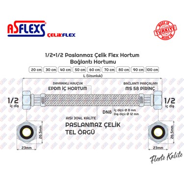 STEELFLEX　20kg 28mm 2枚１セット　 steel flex ASFLEXS 1/2×1/2 Paslanmaz Çelik Flex Hortum Bağlantı Hortumu Fiyatı