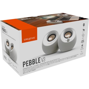 Creative Pebble V3 Beyaz 2.0 USB-C 16W Multimedya Stereo Fiyatı